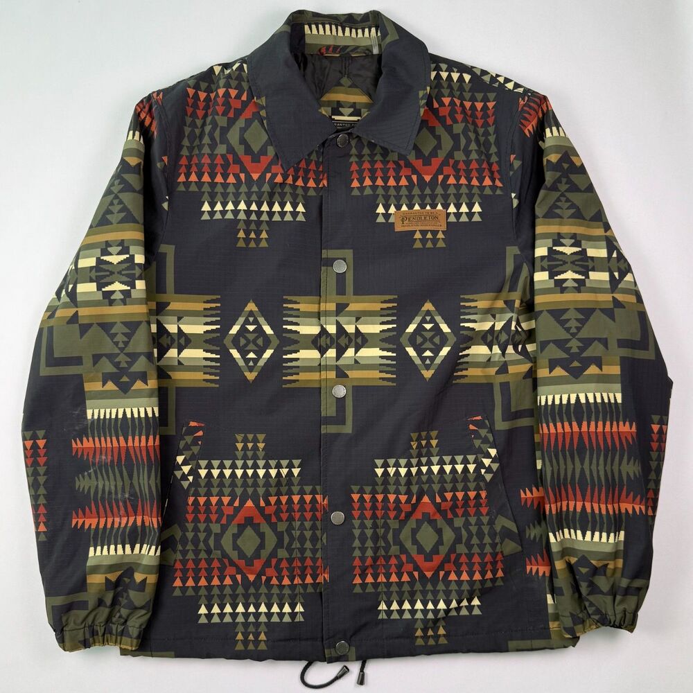 Pendleton Mens Sedona Ripstop Coach Jacket Medium Black Southwestern